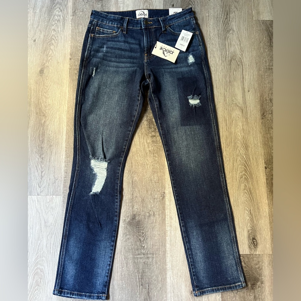 Jordache Vintage Slim Fit Distress Patchwork Denim